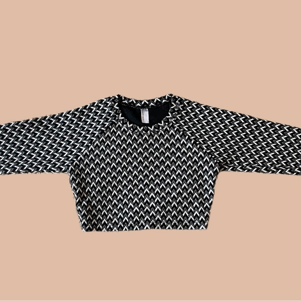 American Apparel Black and White Chevron Crop Top